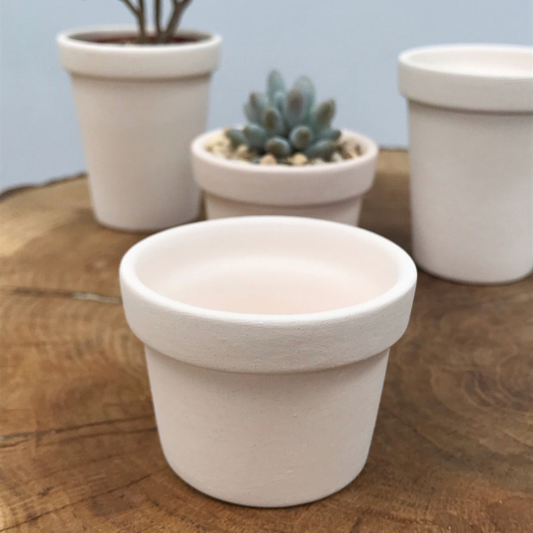 White Terracotta Clay Unglazed Pots | Desk Indoor Plant Mini Pot | Natural Minimalist